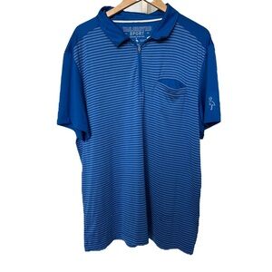 Tailorbyrd Sport Men's Blue Striped 1/4 Zip Polo Golf Shirt L Stretch Casual